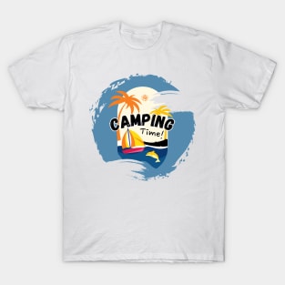 Camping Time with Sea ,Desert and Palm Trees T-Shirt